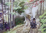 阿里山的汽笛聲_賴英澤 繪_he Whistle of Train No. 31  on Alishan Forest Railway_painted by Lai Ying-Tse